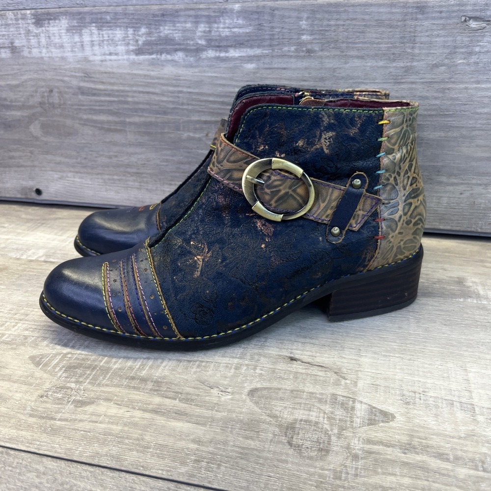 LArtiste by Spring Step Georgiana Women 6.5 7 Blue Western Boot Steampunk 37